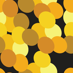 Seamless pattern with yellow circles on black background