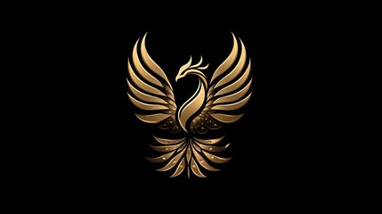 A golden phoenix emblem against a black backdrop.