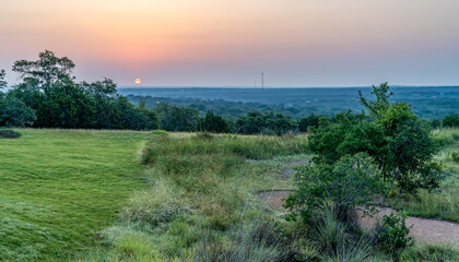 Hazy sunrise over the hill country, Texas