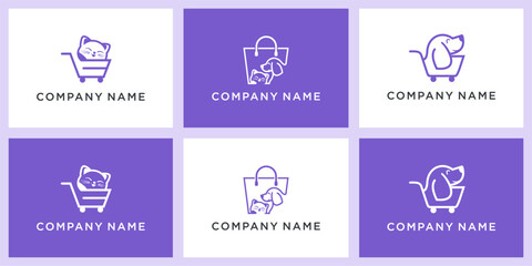 Set of pet shop logo design template