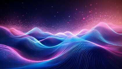 Fototapeta premium vibrant abstract waves of light and particles in shades of blue and pink creating a captivating digital landscape