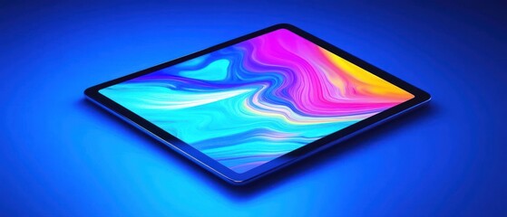 Vibrant Abstract Art Displayed on a Sleek Modern Tablet