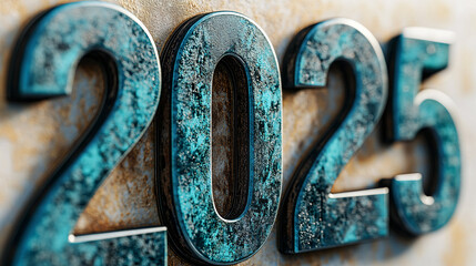 Rusty metal number 2025 showing concept of future and the past