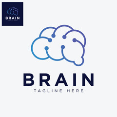 Brain technology logo designs concept, techno brain logo template