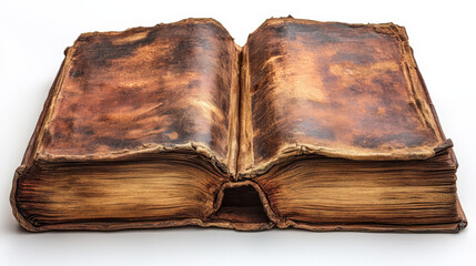 Isolated old book with visible aging on a white backdrop