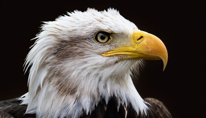 Fototapeta premium portrait of american bald eagle on black background