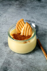 Homemade custard with cinnamon
