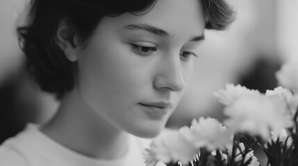 florist elegantly arranges bouquet their focused expression hinting at artistic dedication