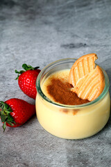 Homemade custard with cinnamon
