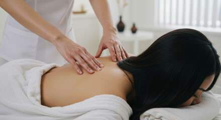 Fototapeta premium Masseur giving a massage to a woman