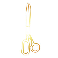 Hairdressing scissors gold color simple design symbol