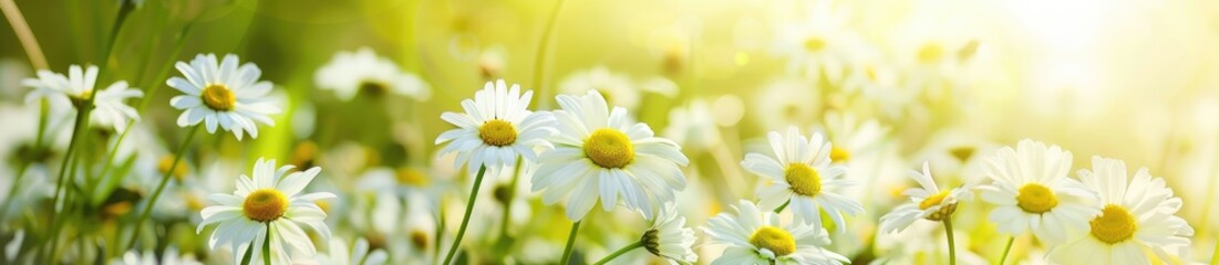 Obraz premium Easter eggs that have colorful designs on them in a meadow of green grass under a sunny backdrop.