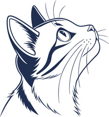 Cute Cat in Flat One Colour Style Vector