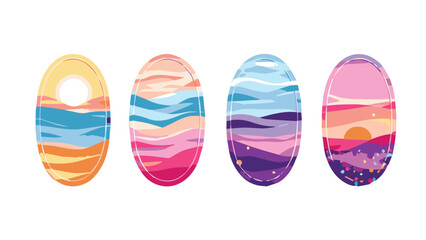 colorful set of wall scenery for decoration