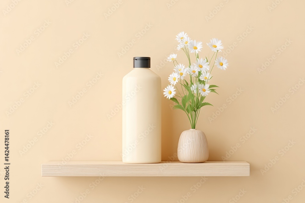 Poster sleek minimalistic poster mock-up set on neutral wall under soft ambient lighting allowing empty can