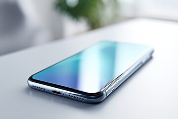 sleek smartphone on plain table