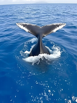 Humpback whale tail in Samana, Dominican republic and torist wha
