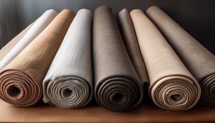 linen fabric rolls arranged in a row ideal for banners or posters