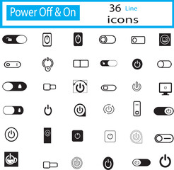 Energy Toggle Icon Collection &ndash; On/Off Symbols Vector Set, Power Switch Icons &ndash; Activate & Deactivate Button Vector Pack, Device Power Control Icons &ndash; Minimal On and Off Switch Set