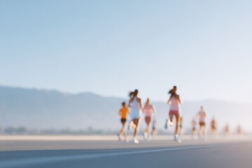 celebrate global running day with minimalistic image of diverse people running on clean open road