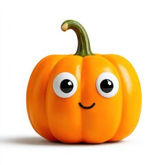 Obraz premium Cartoon pumpkin with happy face on white background