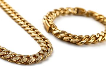 Obraz premium Sparkling Gold Chain and Bracelet Luxurious Jewelry Gleaming