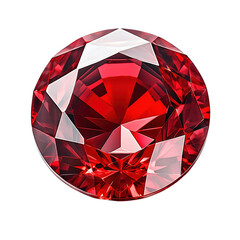 Stunning Round Red Ruby Gemstone with Brilliant Cut and Sparkling Clarity on transparent background