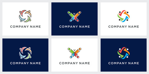 Set of people group logo design template