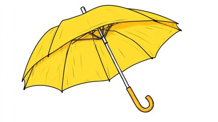 Yellow umbrella, open, studio shot, white background, rainy day protection