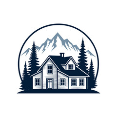 home silhouette logo vector line art logo design