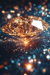 Sparkling Diamond on Glittery Surface