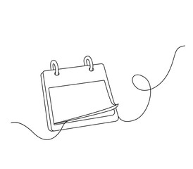 Calendar with tear-off sheets in one continuous endless line drawing. Vector illustration isolated on white background. Doodle style