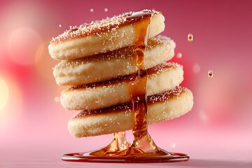 Stacked Pancakes Drizzled with Syrup