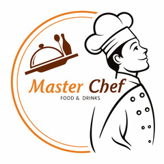 Kitchen Chef Logo Design,Bar and restaurant ornate vintage typography logo with decorative ornamental flourish frame, restaurant logo