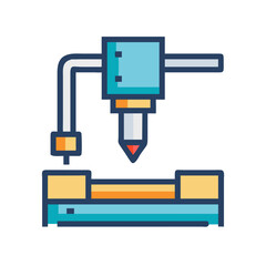 Obraz premium CNC Machine Icon Representing Precision Cutting and Automated Manufacturing