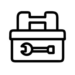 Toolbox with basic tools on a plain background
