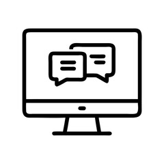 Computer Screen with Chat Interface Icon Representing Online Communication and Messaging