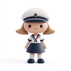 Fototapeta premium Smiling, cartoon sailor girl figurine.