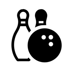 Icon of a bowling ball and pins representing the sport