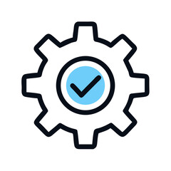 Gear with Checkmark Icon Representing Operational Efficiency and System Validation