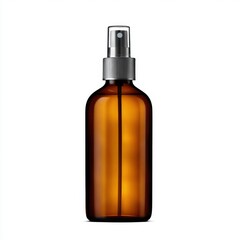Amber spray bottle product shot on white background