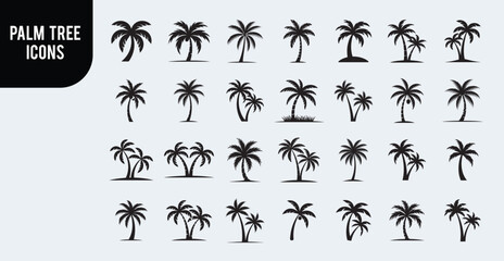 "Palm Tree Silhouettes Collection &ndash; Tropical Vector Set for Design Projects."