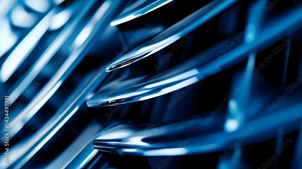 Poster Abstract metallic grille reflecting light creating modern background