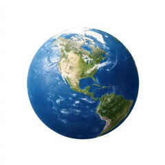 Earth globe showing America isolated on white background