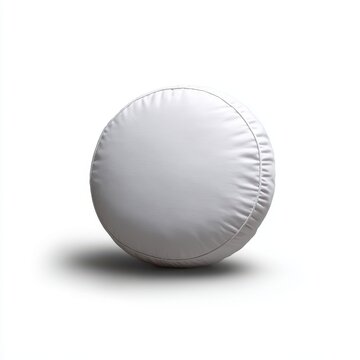 Round white cushion isolated on white background