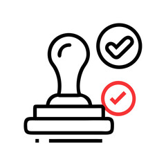 Obraz premium Stamp with Checkmark Icon Representing Content Approval and Verification