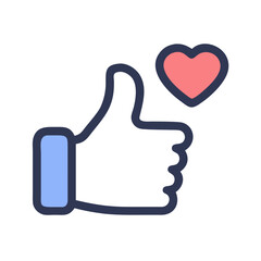 Fototapeta premium Thumbs Up with Heart Icon Representing Appreciation and Positive Feedback