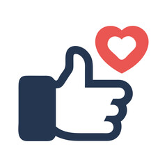 Fototapeta premium Thumbs Up with Heart Icon Representing Appreciation and Positive Feedback