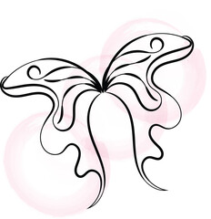 Elegant Black Line Art Butterfly with Pink Watercolor Background © Farzana