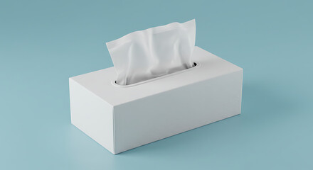 White Tissue Box on Blue Background Stock Photo